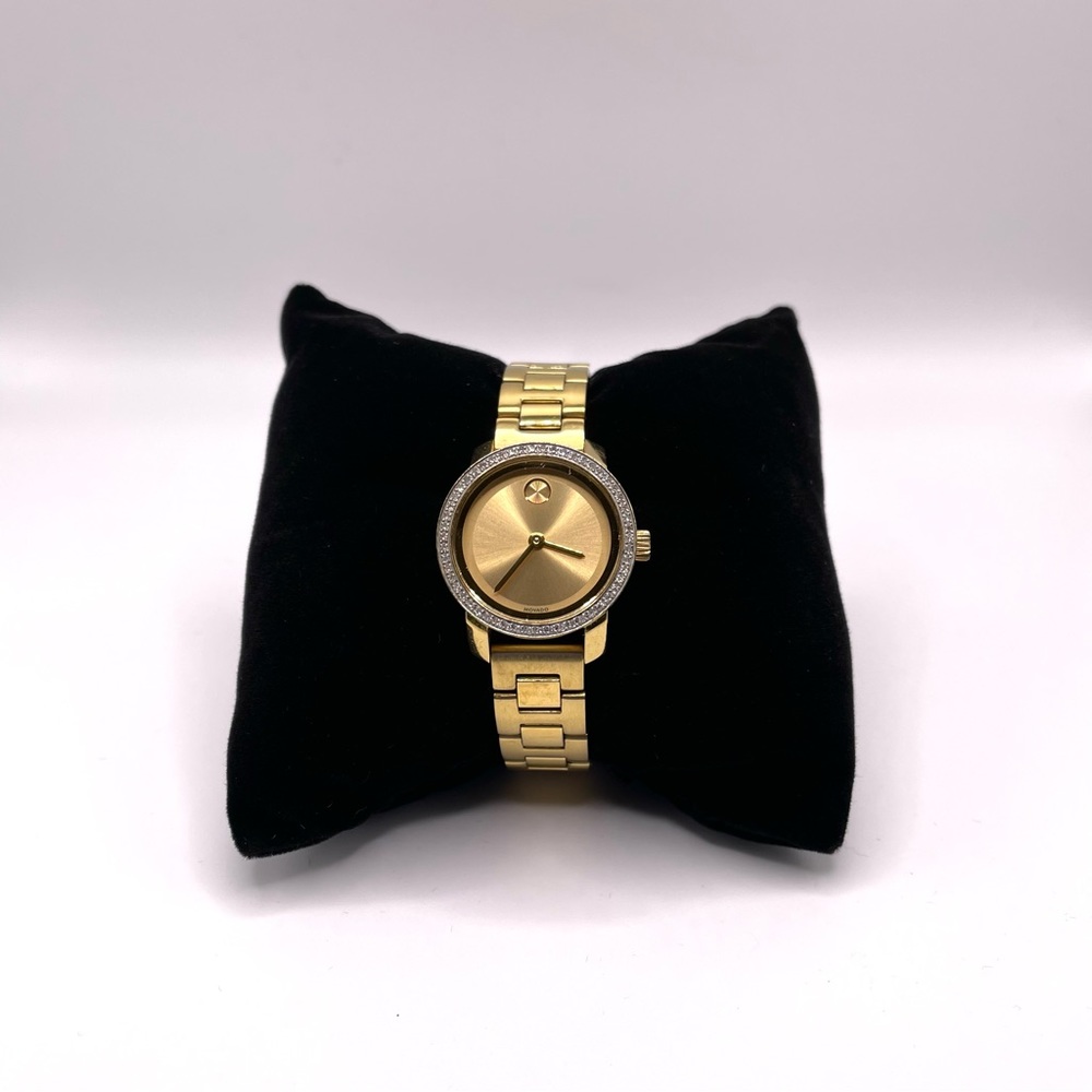 Movado Bold Gold Diamond Bezel Watch